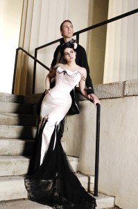 2. Black And White Chiffon Gown