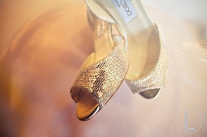 3. Peep Toe Gold Shoes