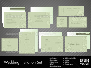 Wedding Invitation Kit with vector illustration in Eps 10.