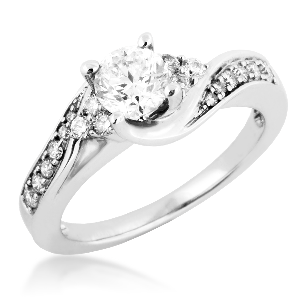 Ladies Diamond Engagement Ring in White Gold