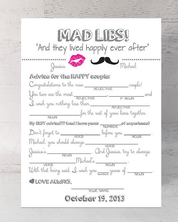 15 Mad Libs for your Wedding BestBride101