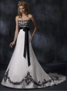 6. Black And White Lace Empire Bridal Gown