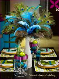 9. An Eye Popping Peacock Wedding Centerpiece