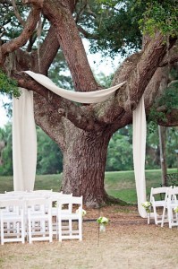 7. Fabric Draped Trees