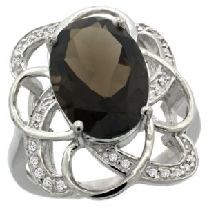 Smoky-Topaz-Floral-Design-Engagement-Ring