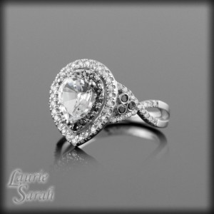 White Sapphire Black Diamond Engagement Ring-1-800x800