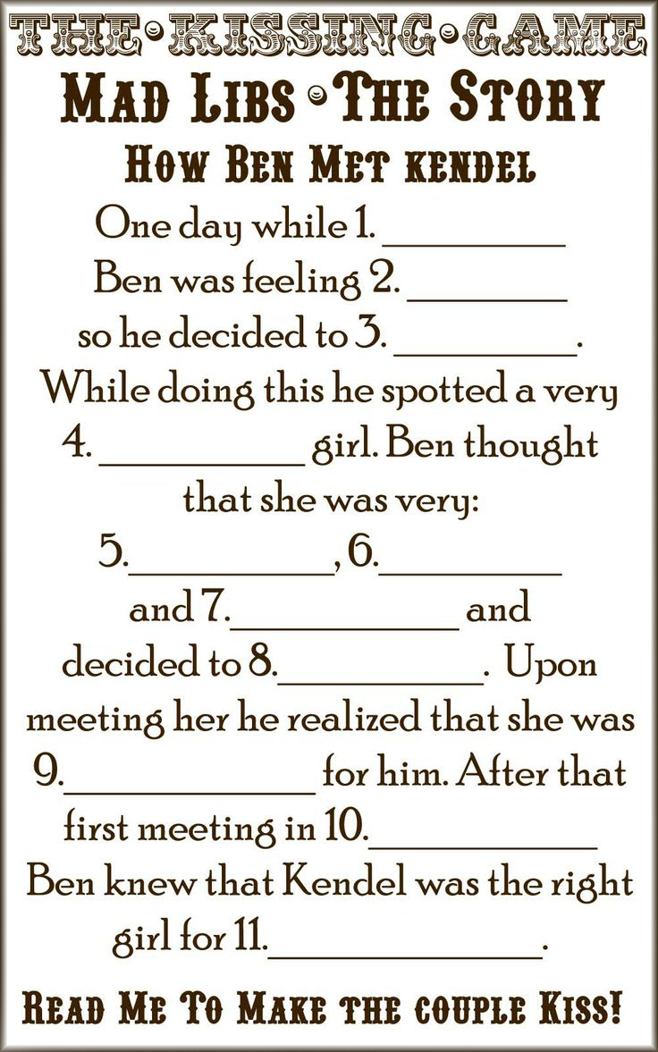 kissing game mad lib