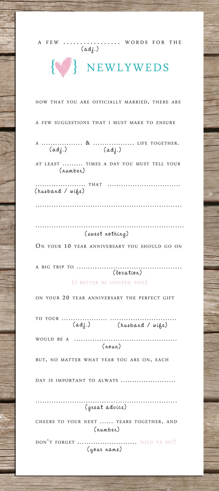 wedding mad lib 9